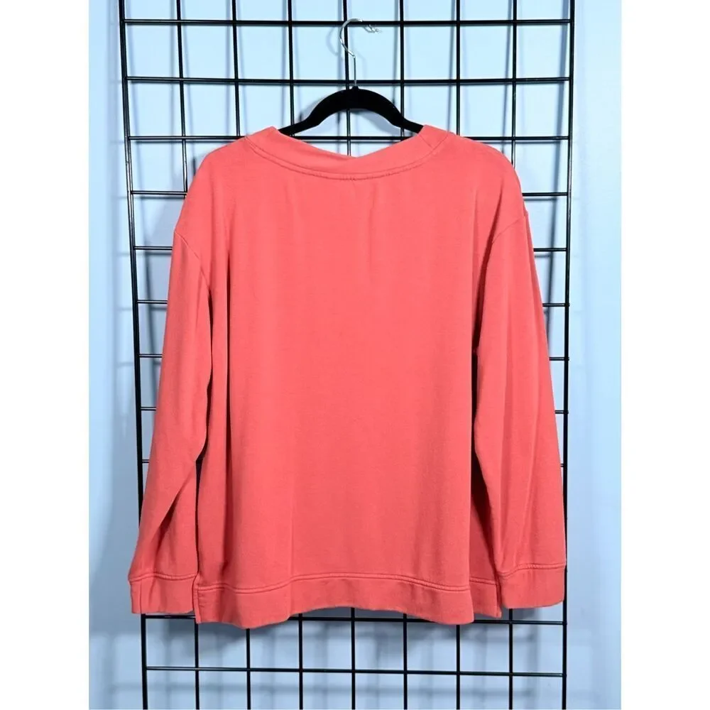 Orvis V-Neck Dropped Shoulder Sweater‎ Womens L Burnt Orange Cottagecore